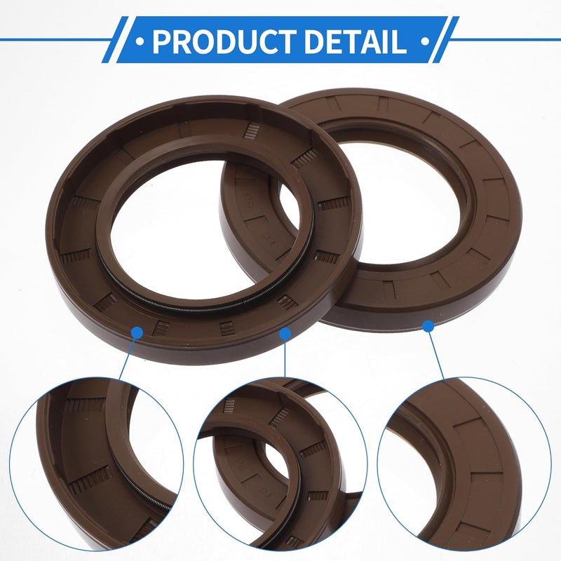 VekAuto Universal Oil Seal TC Double Lip W Steel Spring Seal Ring Rotary Shaft Seal 50x80x10mm High Pressure FKM Rubber Brown 2 Pcs - Image 5
